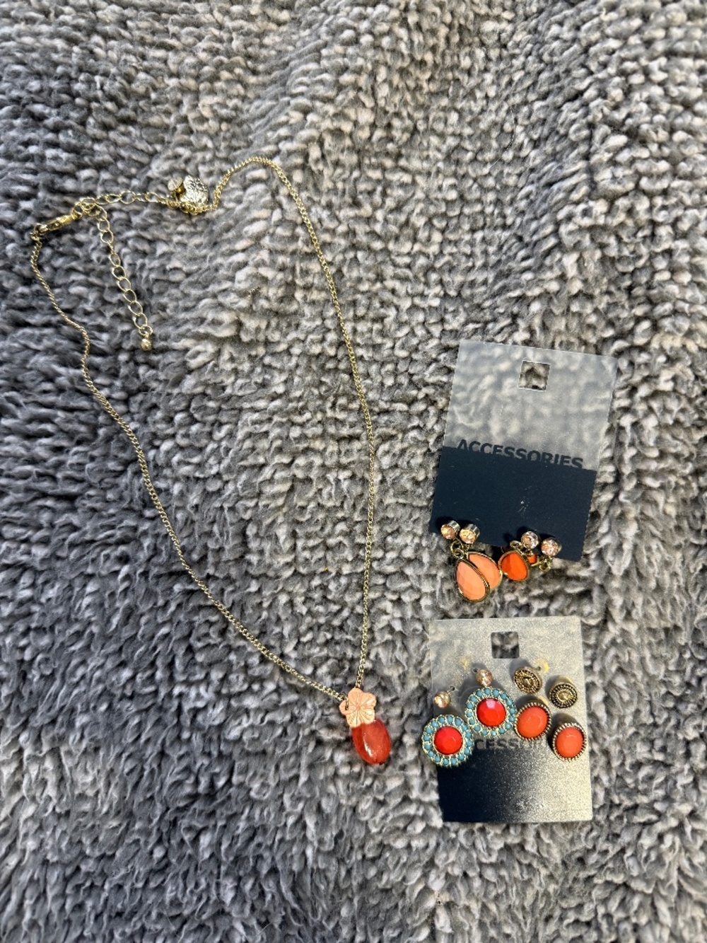 Coral necklace and earring set